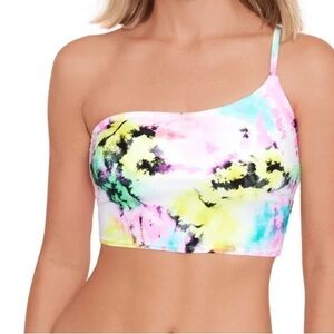 O'Rageous Juniors' Cloudy Skies One Shoulder Swim Top Size L